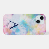 Girly Stropdas-Dye Colorful Monogram Name iPhone 15 Case (Achterkant horizontaal)