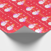 Girly Styled Snowman Designer Cadeaupapier (Hoek)