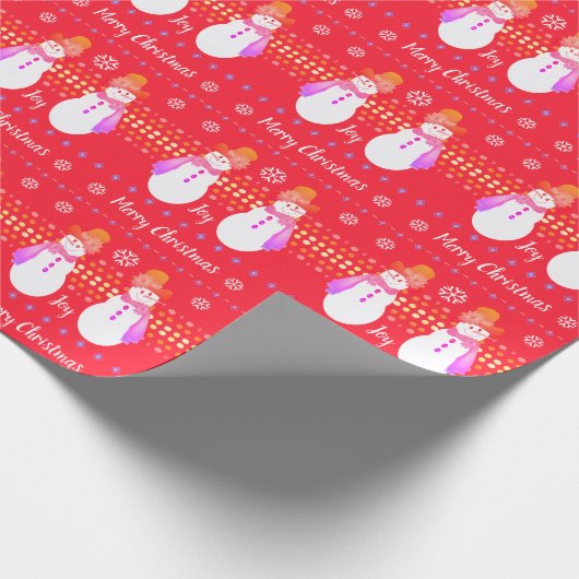 Girly Styled Snowman Designer Cadeaupapier (Hoek)