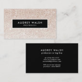 Girly Stylish Champagne roze glitter en Black Visitekaartje (Voorkant / Achterkant)