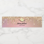 Girly Stylish Roos Gold Glitter Graduation Party Waterfles Etiket (Enkel label)