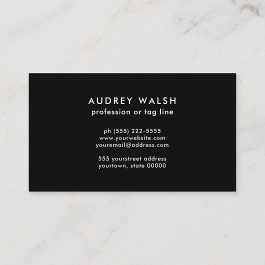 Girly Stylish Silver Glam glitter en Black Visitekaartje (Achterkant)