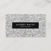 Girly Stylish Silver Glam glitter en Black Visitekaartje (Voorkant)