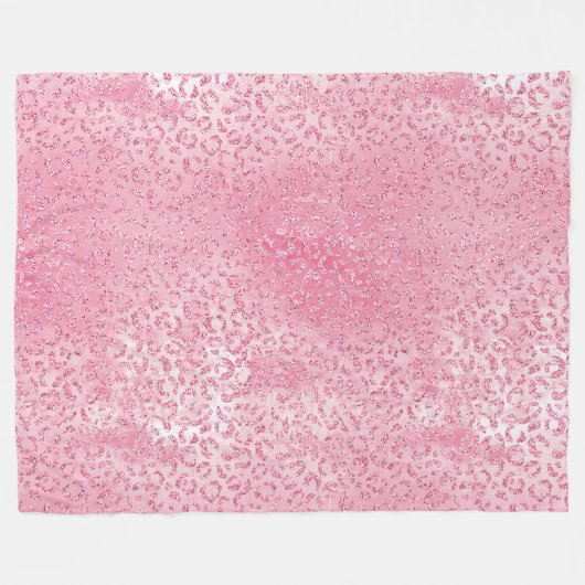  Girly Sugar Pink Glitter Luipaard Fleece Deken (Voorkant (Horizontaal))