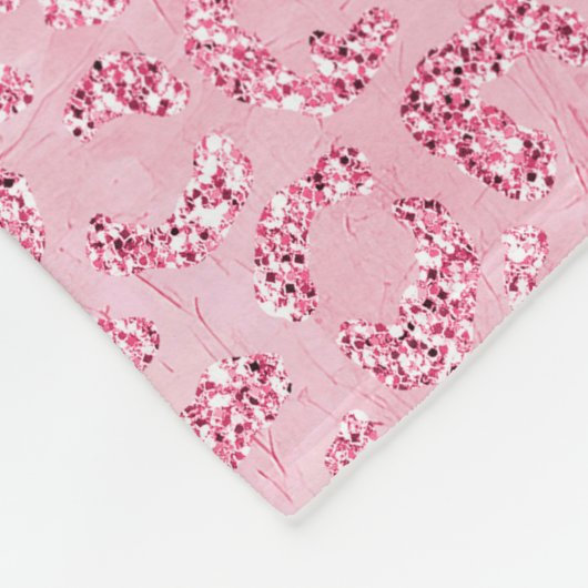  Girly Sugar Pink Glitter Luipaard Fleece Deken (Hoek)