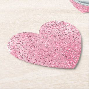 Girly Sugar Pink Glitter Luipaard Kartonnen Onderzetters