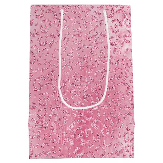  Girly Sugar Pink Glitter Luipaard Medium Cadeauzakje (Achterkant)