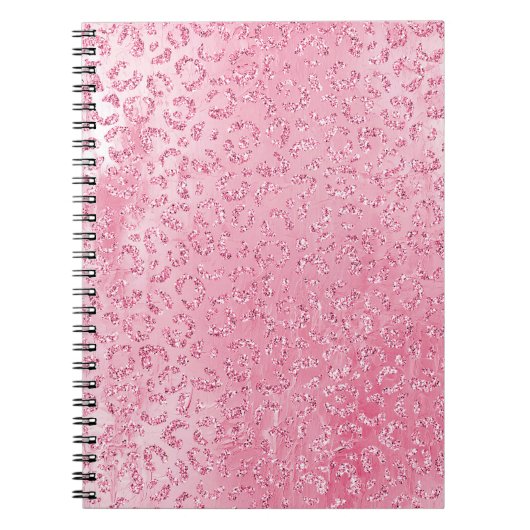 Girly Sugar Pink Glitter Luipaard Notitieboek (Voorkant)