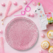 Girly Sugar Pink Glitter Luipaard Papieren Bordje (Feest)