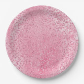 Girly Sugar Pink Glitter Luipaard Papieren Bordje (Voorkant)