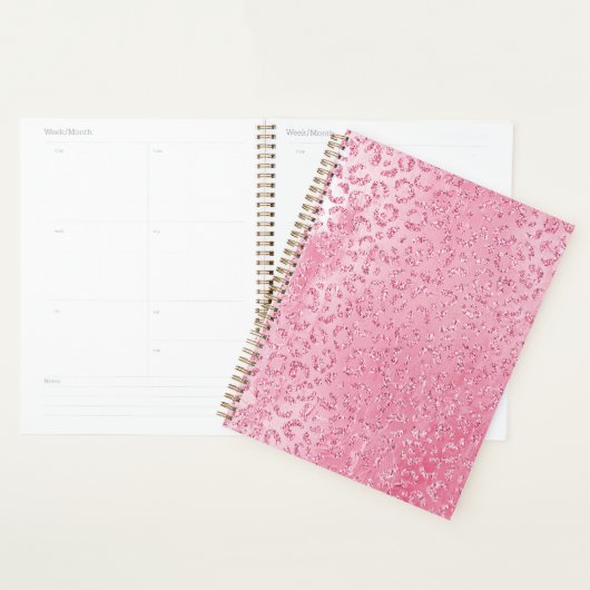 Girly Sugar Pink Glitter Luipaard Planner (Display)