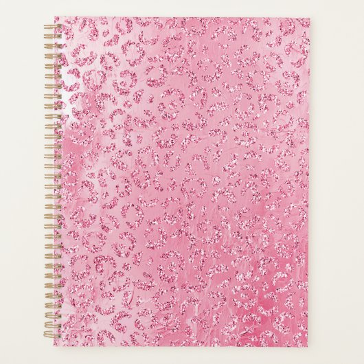 Girly Sugar Pink Glitter Luipaard Planner (Voorkant)