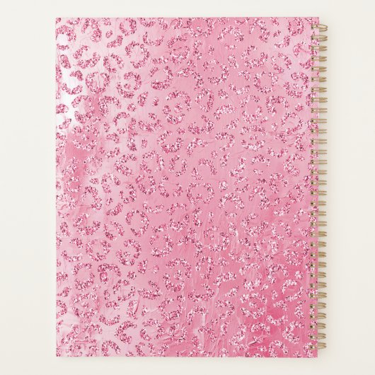  Girly Sugar Pink Glitter Luipaard Planner (Achterkant)