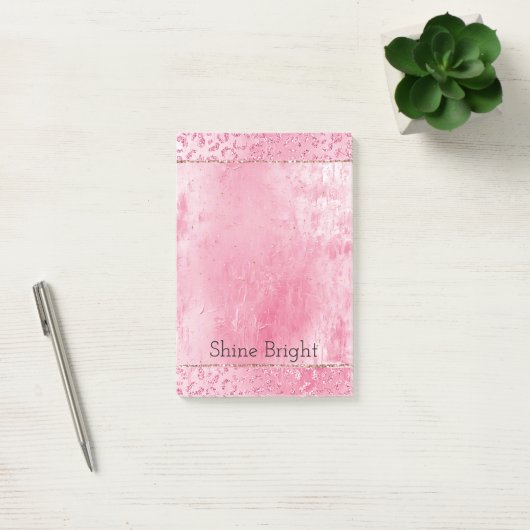 Girly Sugar Pink Glitter Luipaard Post-it® Notes (Kantoor)