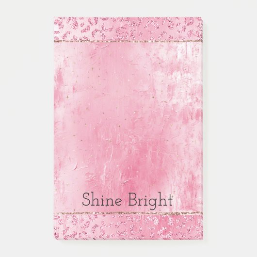 Girly Sugar Pink Glitter Luipaard Post-it® Notes (Voorkant)