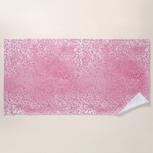  Girly Sugar Pink Glitter Luipaard Strandlaken (Voorkant)