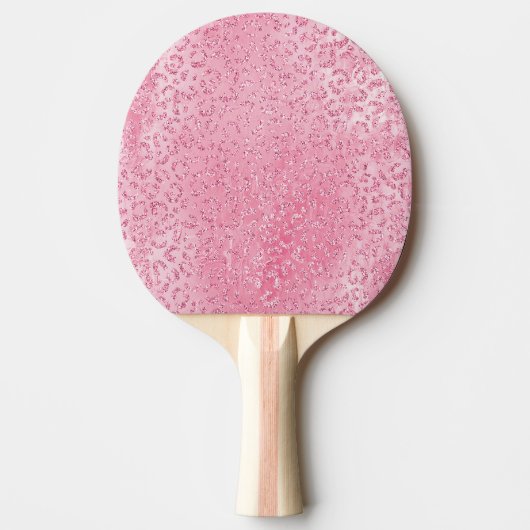  Girly Sugar Pink Glitter Luipaard Tafeltennisbatje (Voorkant)