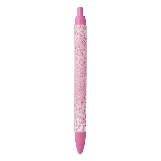  Girly Sugar Pink Glitter Luipaard Zwarte Inkt Pen (Voorkant Verticaal)