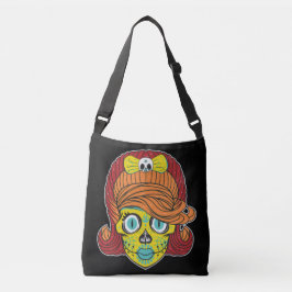 Girly Sugar Skull Illustratie Kunst Crossbody Tas