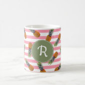 Girly Summer Pineapple Pattern | Roze strips Koffiemok (Center)