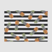 Girly Summer Pineapple Pattern | Zwarte streep Tissuepapier (Voorkant)