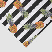 Girly Summer Pineapple Pattern | Zwarte streep Tissuepapier (Detail)