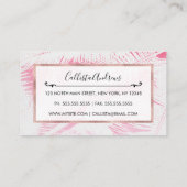 Girly Summer Pink White Tropical Palm Tree Fronds Visitekaartje (Achterkant)