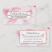 Girly Summer Pink White Tropical Palm Tree Fronds Visitekaartje (Voorkant / Achterkant)
