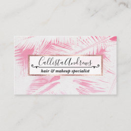 Girly Summer Pink White Tropical Palm Tree Fronds Visitekaartje