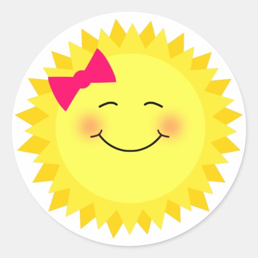 Girly Sunshine Ronde Sticker (Voorkant)