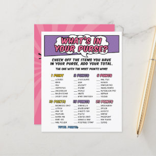 Girly Superhero Comic Book Baby shower Purse Game