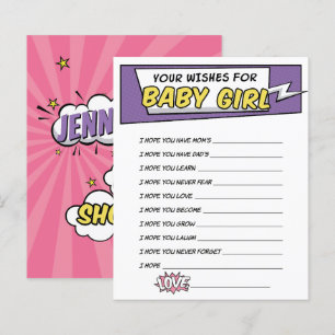 Girly Superhero Comic Book Shower Wensen voor baby