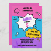Girly Superhero Verjaardag Kaart (Voorkant / Achterkant)
