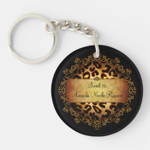 Girly Sweet 16 Leopard Print Sleutelhanger