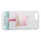 Girly Sweet 16 Roze Verjaardagstaart Monogrammed Case-Mate iPhone Case (Achterkant (Horizontaal))