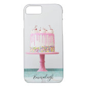 Girly Sweet 16 Roze Verjaardagstaart Monogrammed Case-Mate iPhone Case (Achterkant)