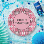 Girly Sweet Pink Black Stuk Het Samen Puzzel Papieren Bordje (Feest)