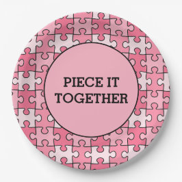 Girly Sweet Pink Black Stuk Het Samen Puzzel Papieren Bordje