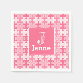 Girly Sweet Pink Puzzel Stukken Verjaardag Servet