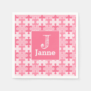 Girly Sweet Pink Puzzel Stukken Verjaardag Servet