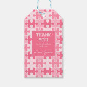 Girly Sweet Pink Stuk Het Samen Puzzel Cadeaulabel (Voorkant)