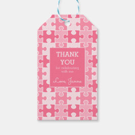 Girly Sweet Pink Stuk Het Samen Puzzel Cadeaulabel