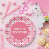 Girly Sweet Pink Stuk Het Samen Puzzel Papieren Bordje (Feest)