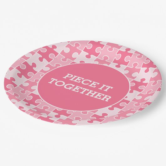 Girly Sweet Pink Stuk Het Samen Puzzel Papieren Bordje (Gekanteld)