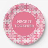 Girly Sweet Pink Stuk Het Samen Puzzel Papieren Bordje (Voorkant)