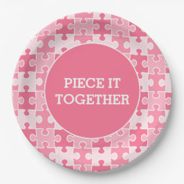 Girly Sweet Pink Stuk Het Samen Puzzel Papieren Bordje