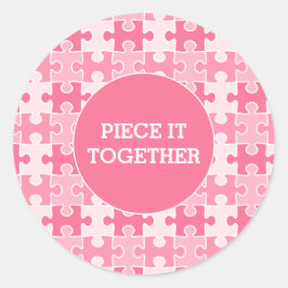 Girly Sweet Pink Stuk Het Samen Puzzel Ronde Sticker