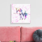 Girly Swirly Pink Eenhoorn Swirls Canvas Afdruk (Insitu (Woonkamer))
