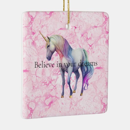 Girly Swirly Pink Eenhoorn Swirls Keramisch Ornament (Rechts)