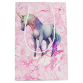 Girly Swirly Pink Eenhoorns Medium Cadeauzakje (Voorkant)